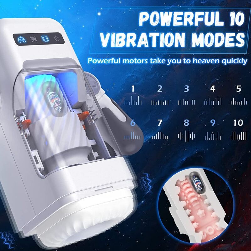 MASTURBATEUR À VIBRATION DE POUSSÉE AVEC FONCTION CHAUFFANTE ET SUPPORT MOBILE